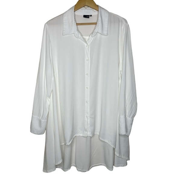 Lisa Bayne Dramatic High Low Tencel Viscose Blouse Size XXL - Picture 1 of 6